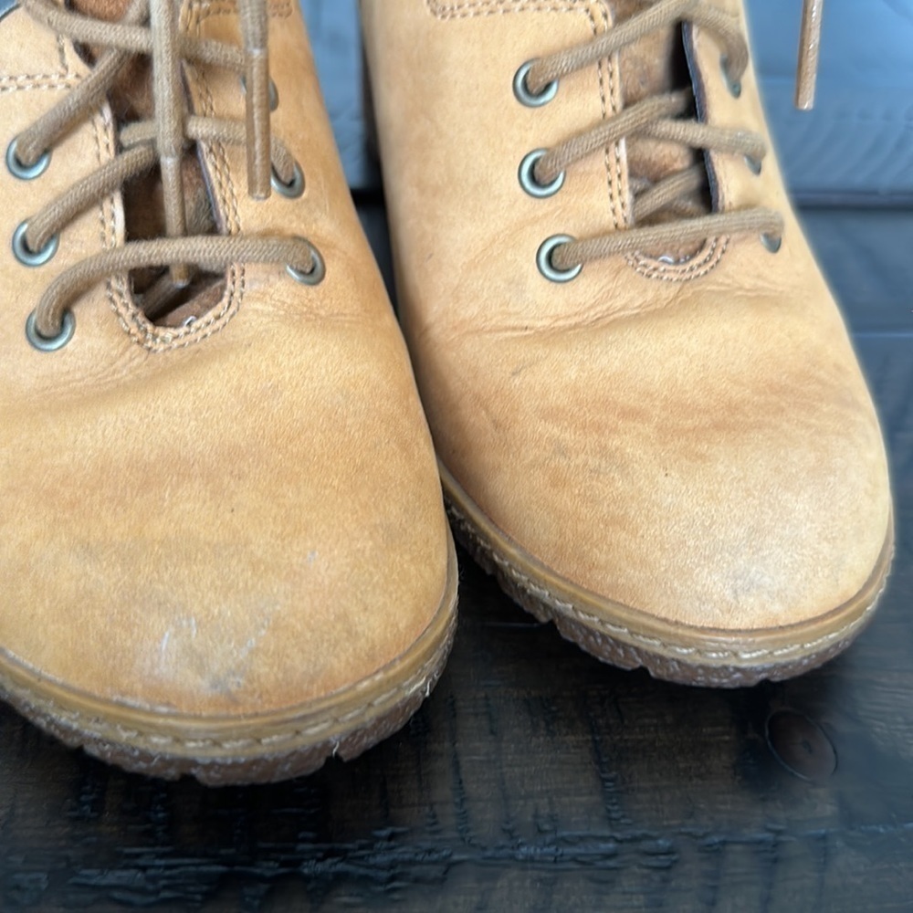 Timberland Glancy Field Ankle Boots 3.5” Heels Leather Lace Up in Wheat Nubuck - Picture 11 of 16